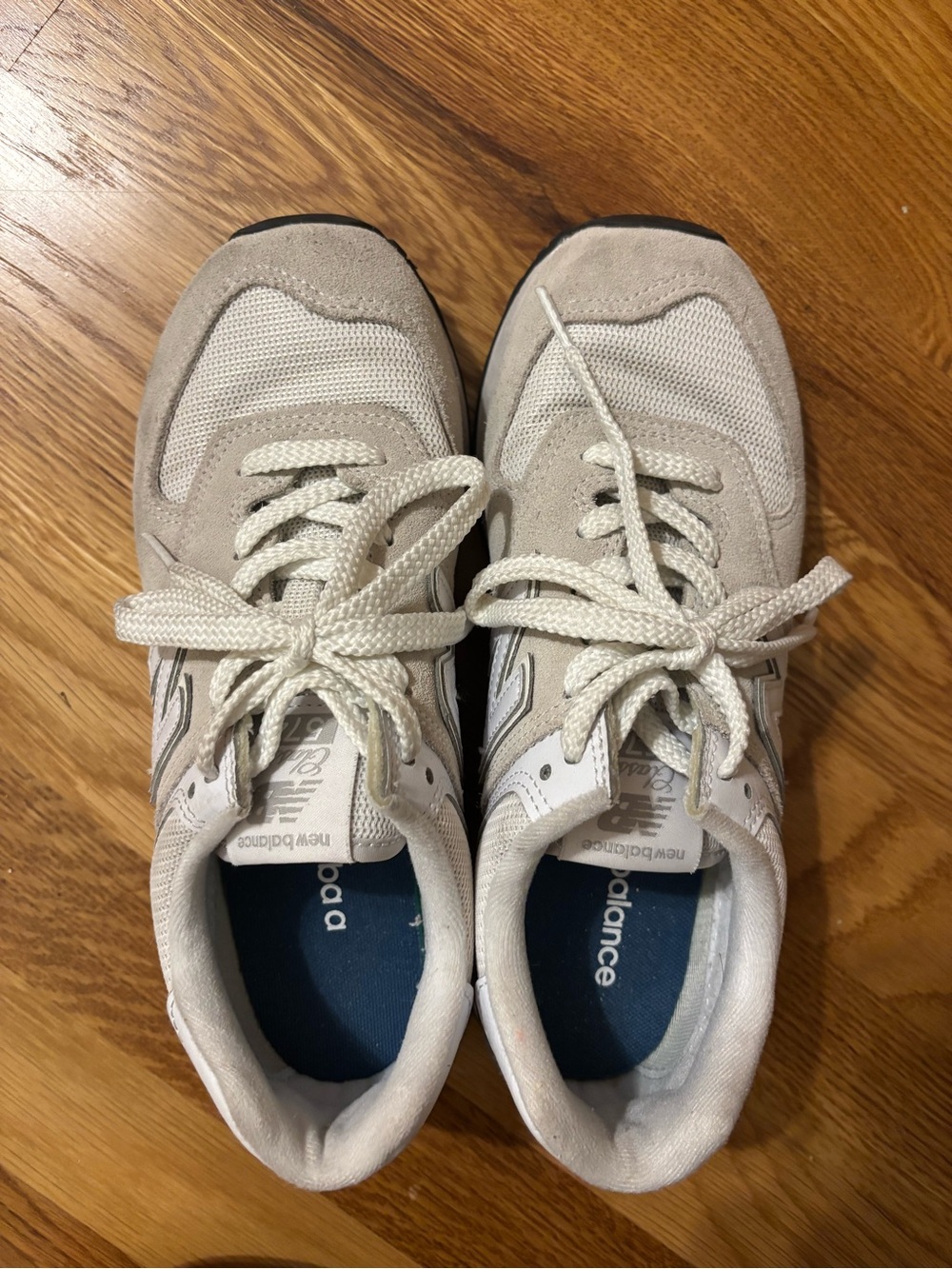 New Balance 574 Cream Suede & Mesh Sneakers